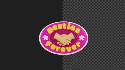 Animated 3D Besties Forever Friendship Badge Icon