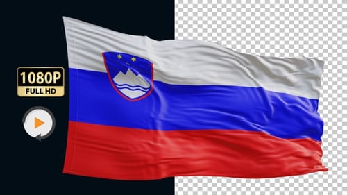 Slovenia National Flag Waving Animation Loop