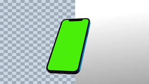 Realistic 3D Smartphone Mockup green screen animation with Alpha