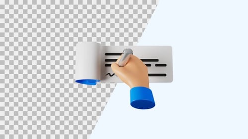 3D Animation Icon of Cheque Payment | Alpha Channel