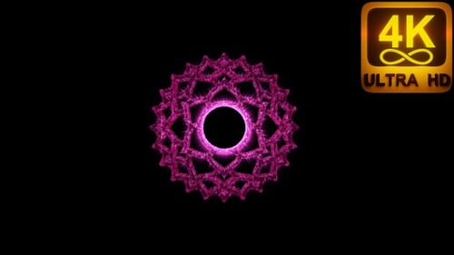 Glowing Pink Abstract Geometric Mandala Rotation
