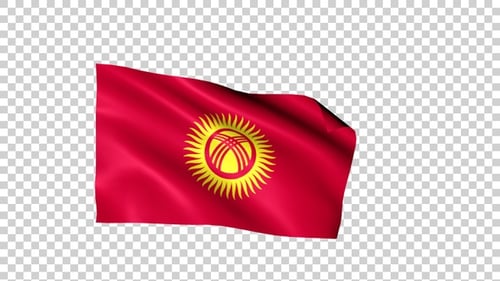 Waving Flag of Kyrgyzstan with Alpha Channel