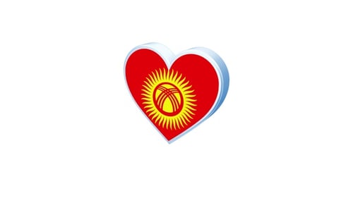 Rotating 3D Heart with Kyrgyzstan Flag Animated Icon