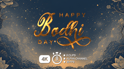 Happy Bodhi Day Text Animation