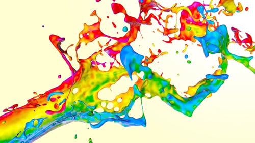 Vibrant Rainbow Liquid Paint Splash with Alpha Channel