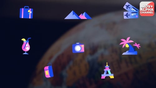 Minimalist Animated Travel Icons for Digital Content