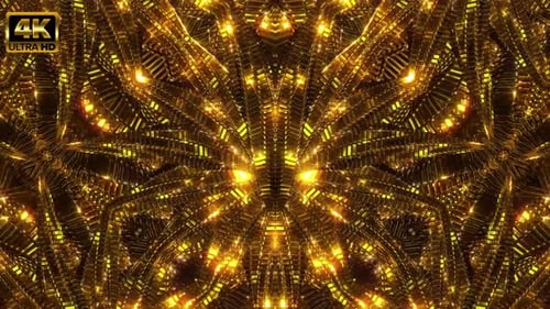 Abstract Golden Geometric Pattern Loop with Shimmering Lights