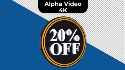 3D Animated Rotating 20% Off Sales Badge