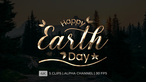 Happy Earth Day Calligraphy Text Reveal Pack