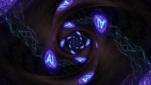 Artificial Intelligence Tunnel Concept Background, Looped - Pack