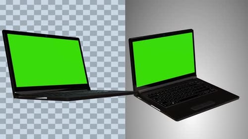 2 items Laptop Mockup green screen animation with Alpha