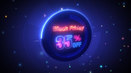 Black Friday Sale Neon Text Animated Discount Tech Display