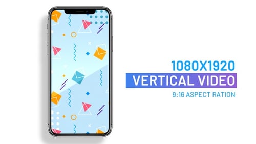 Memphis style looping geometric background pattern vertical video for social media posts