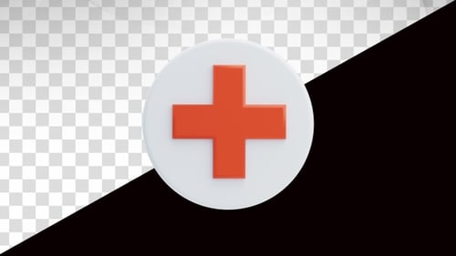 3d animation of medical cross symbol on white circle