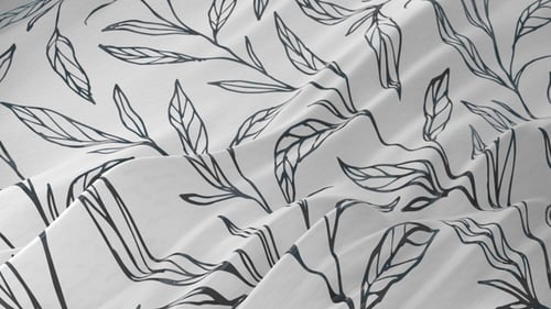 Elegant Wavy Black and White Decorative Leaf Pattern