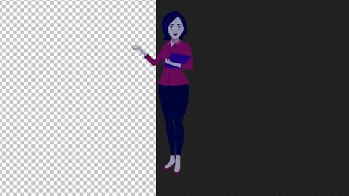 Animated Flat Design Woman Presenting Loop