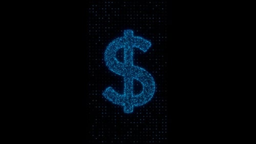 Digital Particle Dollar Sign Reveal Animation