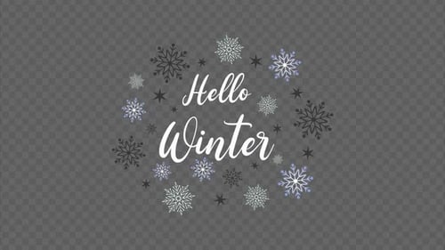 Animated Hello Winter Title with Decorative Snowflakes