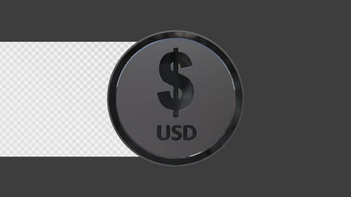 360° Rotating Gold Coin Logo – USD Currency Symbol | Alpha Channel | 1080p | Silver