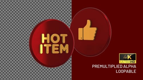 Animated 3D Badge Reveals Hot Item and Thumbs Up Icon