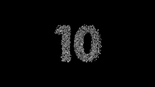 Abstract Particle Digital Countdown from Ten