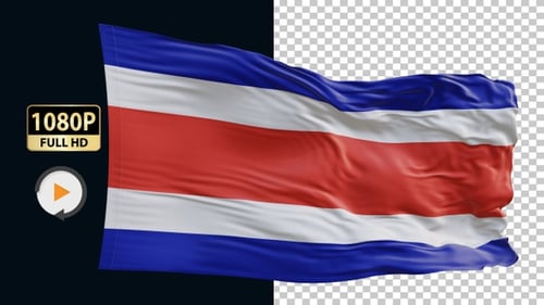 Bandera de Costa Rica Hd Loop Alpha