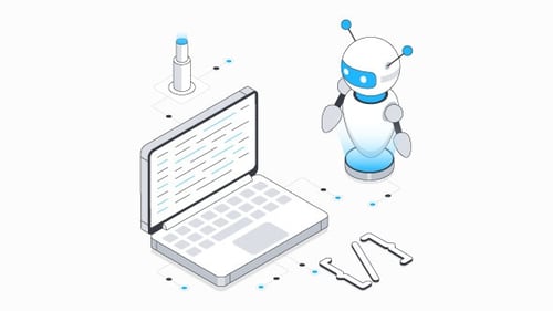 Robot Coding Isometric Animation Alpha Channel