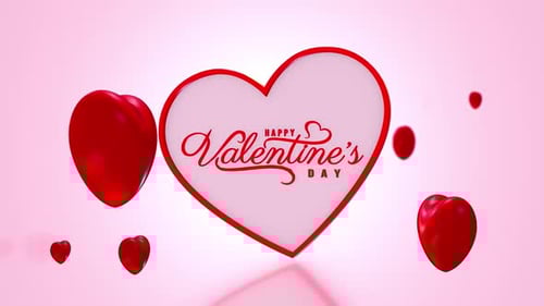 Animated Happy Valentine's Day Greeting with Floating 3D Hearts