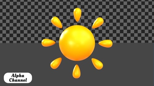 3D Animated Sun Icon with Pulsating Rays
