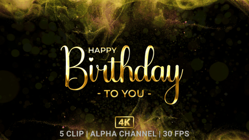 Golden Happy Birthday Script Text Title Reveal Animation
