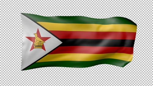 Realistic Waving Flag of Zimbabwe with Alpha Channel
