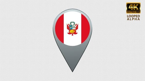 3D Peru Flag Map Pin Rotating Location Marker