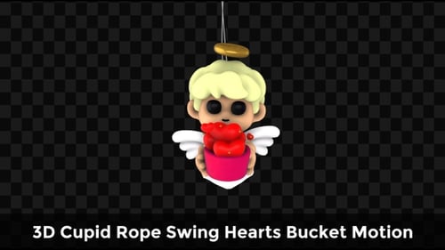 Animated 3D Cupid Character Holding Hearts