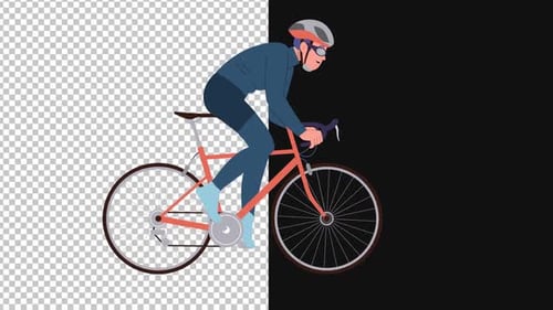 Cyclist Riding a Bicycle Looped Alpha
