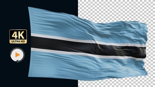 Realistic Waving Fabric Flag Animation with Blue and Black Stripes