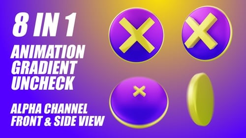 3D Animated Cross Mark UI Icon Set