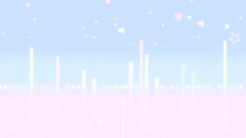 Glowing Bars On Grid Floor