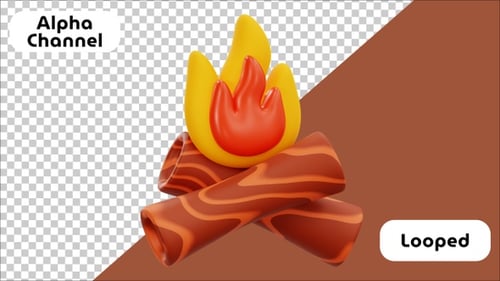 3D animiertes flackerndes Lagerfeuer | Alpha Channel