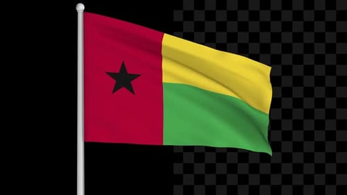 Guinea-Bissau National Flag Waving with Alpha Channel
