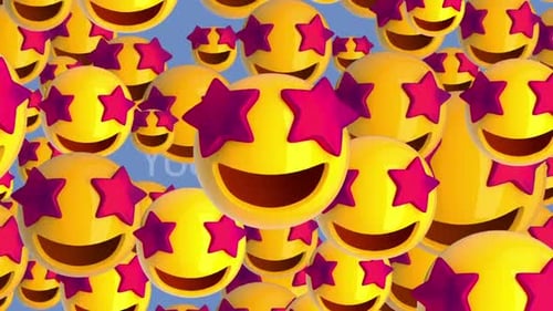 Star struck face animated 3D emoji transition with alpha channel