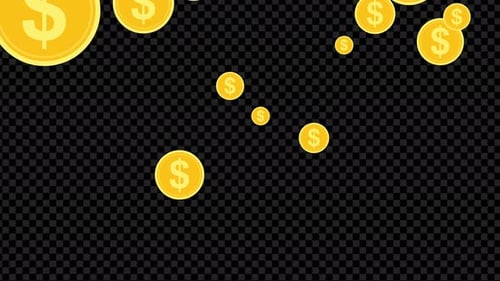 Falling Flat Design Dollar Coins Animation Overlay