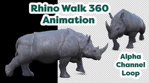 Realistic 3D Rhinoceros Walking Animation Cycle