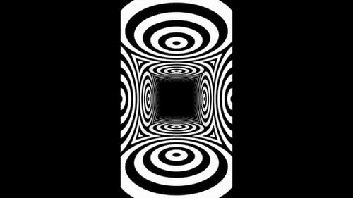 Vídeo vertical: círculos en blanco y negro, ilusión óptica, túnel, animación en bucle