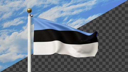 Estonia National Flag Waving Animation with Transparent Background