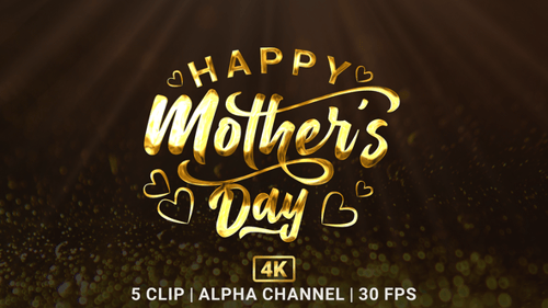 Happy Mother's Day Text Reveal with Sparkling Gold and Colorful Variants
