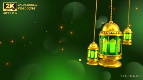 Golden Lanterns Ramadan Eid Mubarak Looping Background