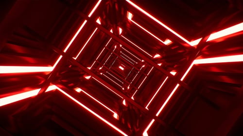 Glowing Red Light Metal Frame Tunnel Vj Loop