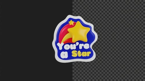 Animated 3D You're a Star Badge