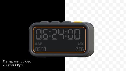 Modern Digital Alarm Clock Counting Seconds Animation