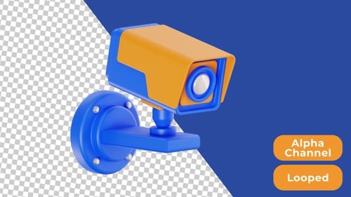 3D Animated CCTV Camera | Alpha Channel
